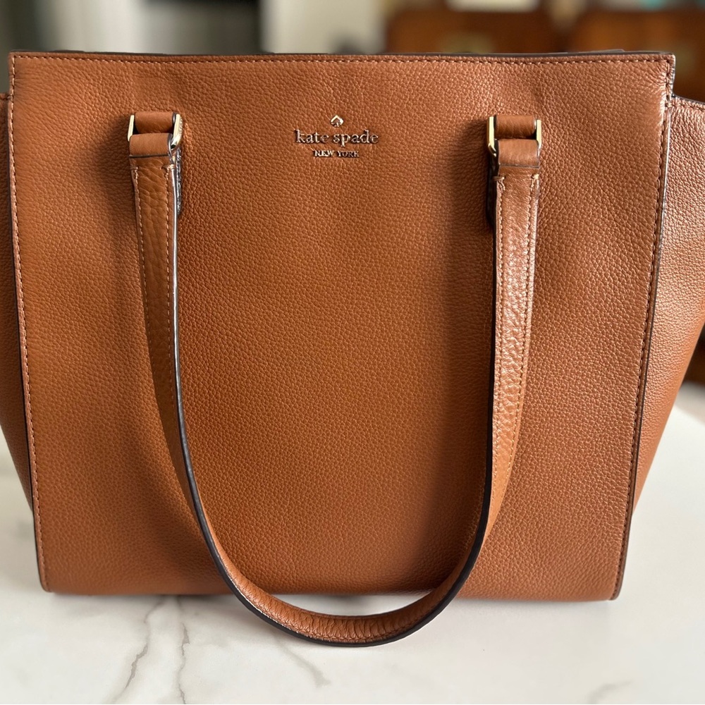 Kate Spade Brown Leather Tote with Structured Design